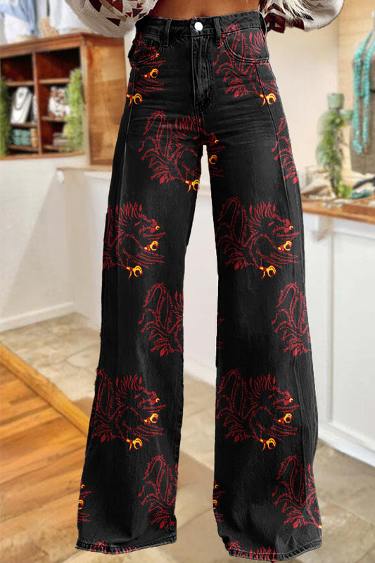 Game Day Gamecocks Print Wide-Leg Pants