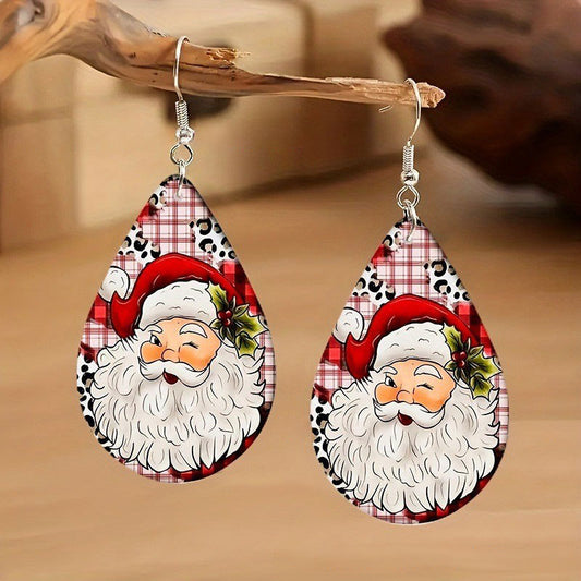 Christmas Collection Patterned Wooden Earrings