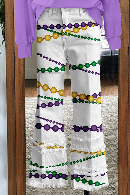 Mardi Gras Colorful Chain Fringed Trousers