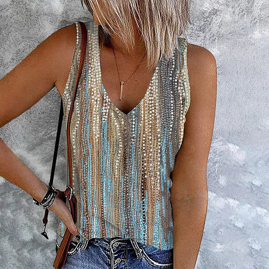Vintage Summer Women's Sleeveless V-Neck Sexy Tank Top