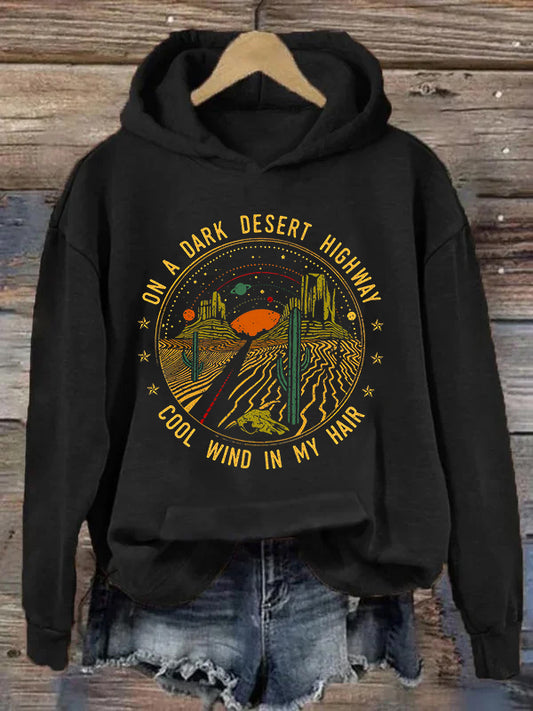 On A Dark Desert Highway Printed Women’s Hoodies