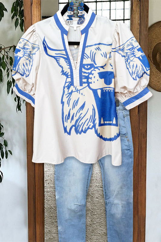 Cute Kentucky Wildcats Game Day Puff Sleeve Blouse