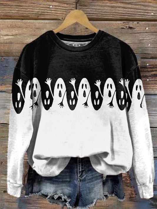 Women's Halloween Ghost Print Sweatshirt