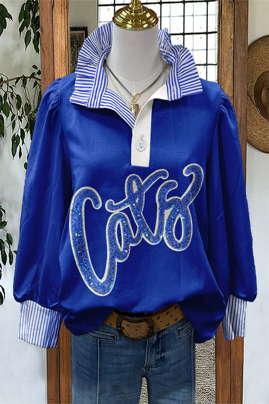 Gameday Wildcats Print Puff Sleeve Blouse