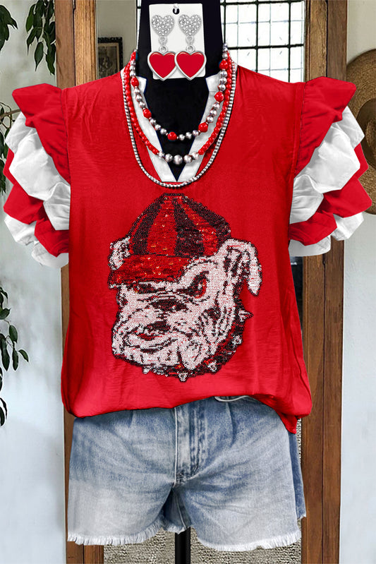 Classic Georgia Bulldog Print Blouse