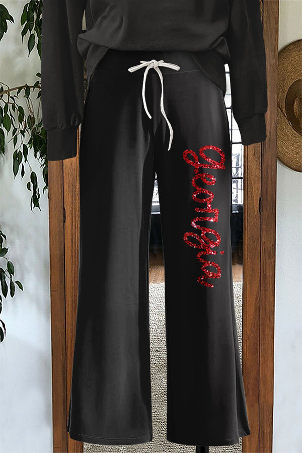 Shiny Gameday Georgia Print Wide Leg Pants
