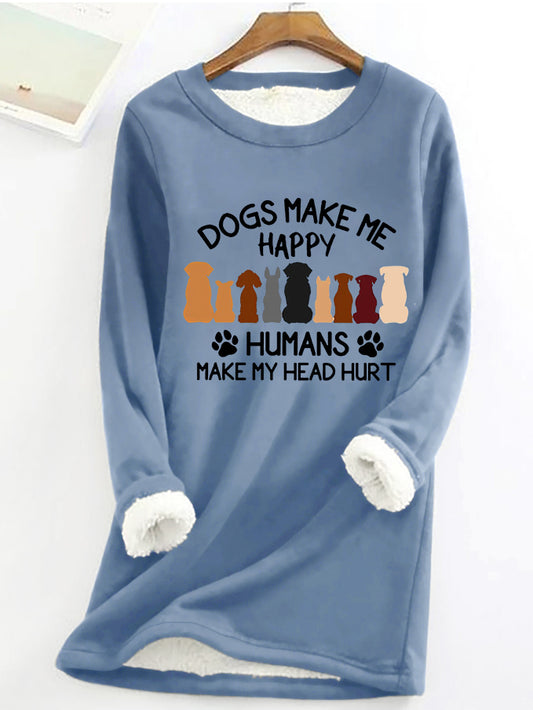 Dogs Make Me Happy Printed Women's thermal