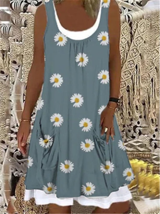 Women's Ethnic Style Long Skirt Short Sleeve Printed Dress