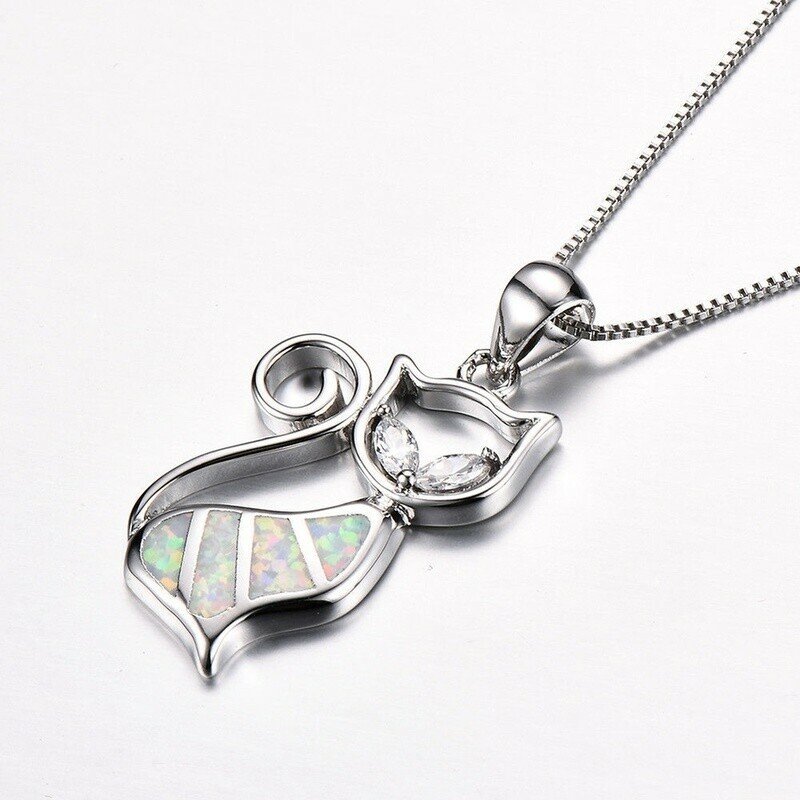 925 Silver Sterling Cat Pendant Necklace