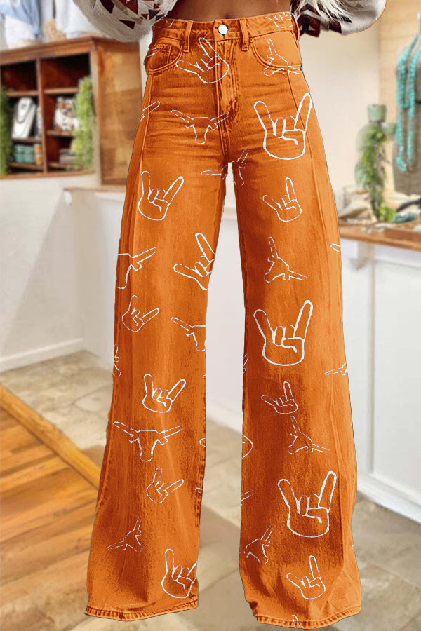 Unique Game Day Texas Longhorn Wide Leg Pants