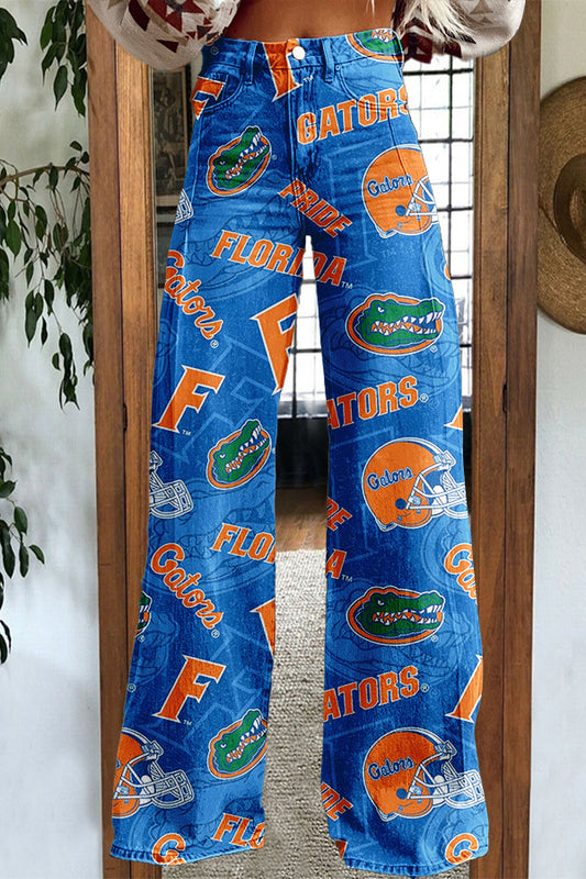 Orange And Blue Florida Gators Wide-Leg Pants