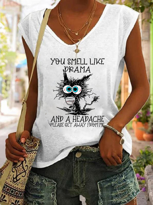 You Smell Like Drama Funny Print Women's Vest