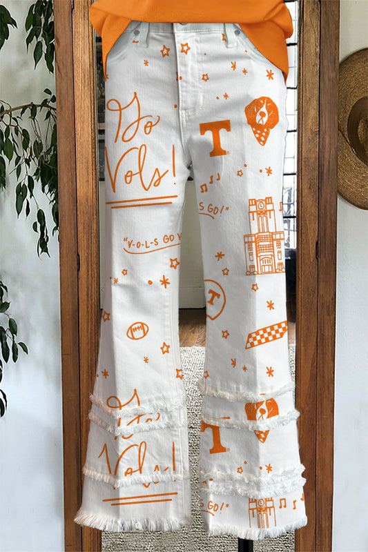 Classic Game Day Tennessee Vols Print Raw Hem Pants