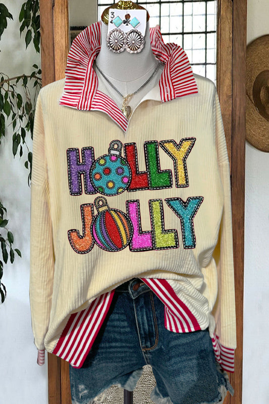 Elegant Corduroy Contrast Christmas Top