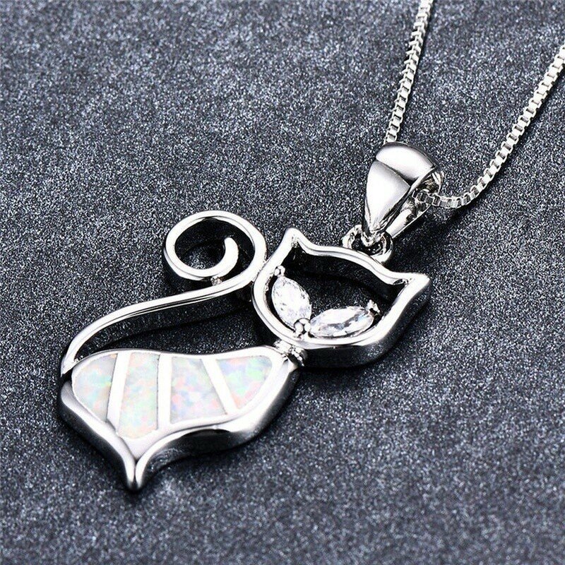 925 Silver Sterling Cat Pendant Necklace