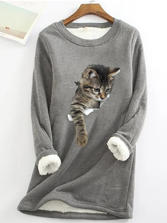 Grey kitten Printed Women's Thermal