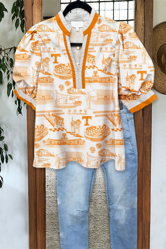 Classic Game Day Tennessee Vols Puff Sleeve Blouse