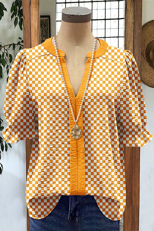Tennessee Orange Pattern Puff Sleeve Blouse