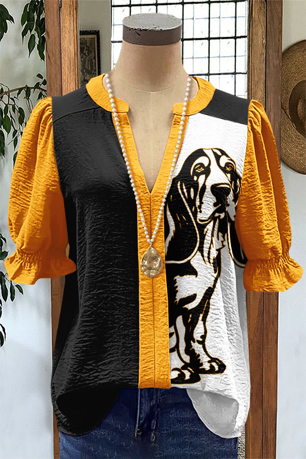 Unique Orange Gameday Tennessee Puff Sleeve Blouse