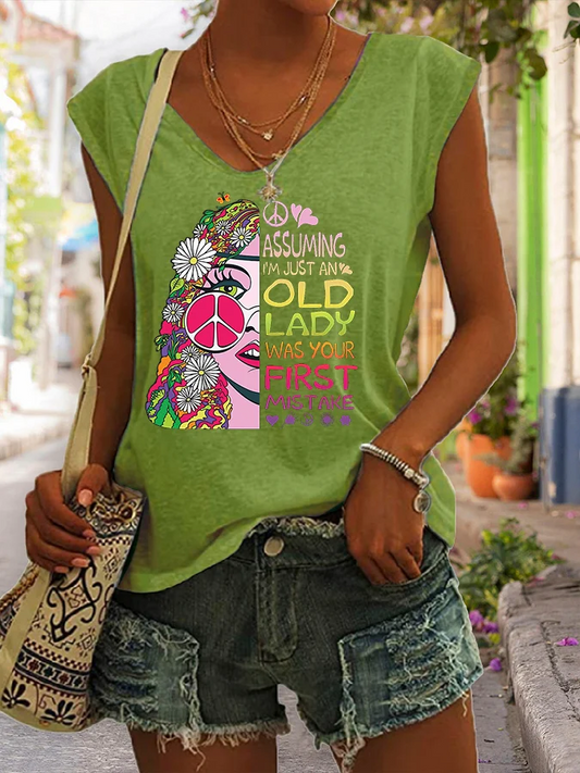 Assuming I'm Just An Old Lady Was Your First Mistake Print Sleeveless Tee