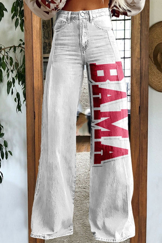 Gameday Red Elephant Bama Wide-Leg Pants