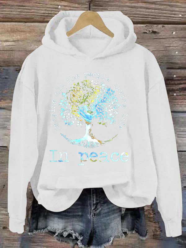 Imagine All The People Living Life In Peace Printed Women’s Hoodies