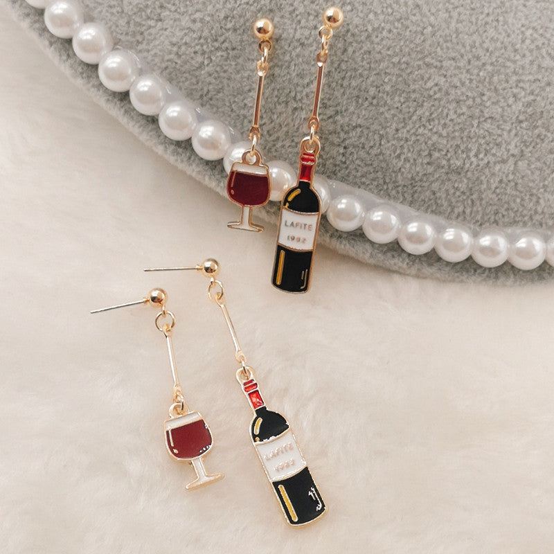 Enameled Wine Glasses Wine Lovers Earrings