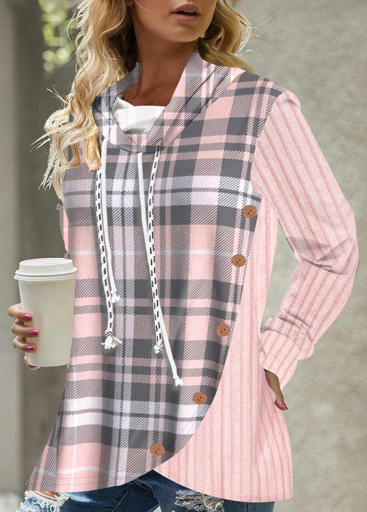 [Clearance Sale]Check Colorblock Long Sleeve Sweatshirt