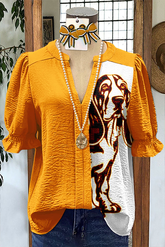 Unique Orange Gameday Tennessee Puff Sleeve Blouse