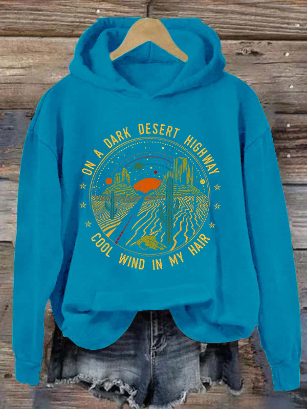 On A Dark Desert Highway Printed Women’s Hoodies
