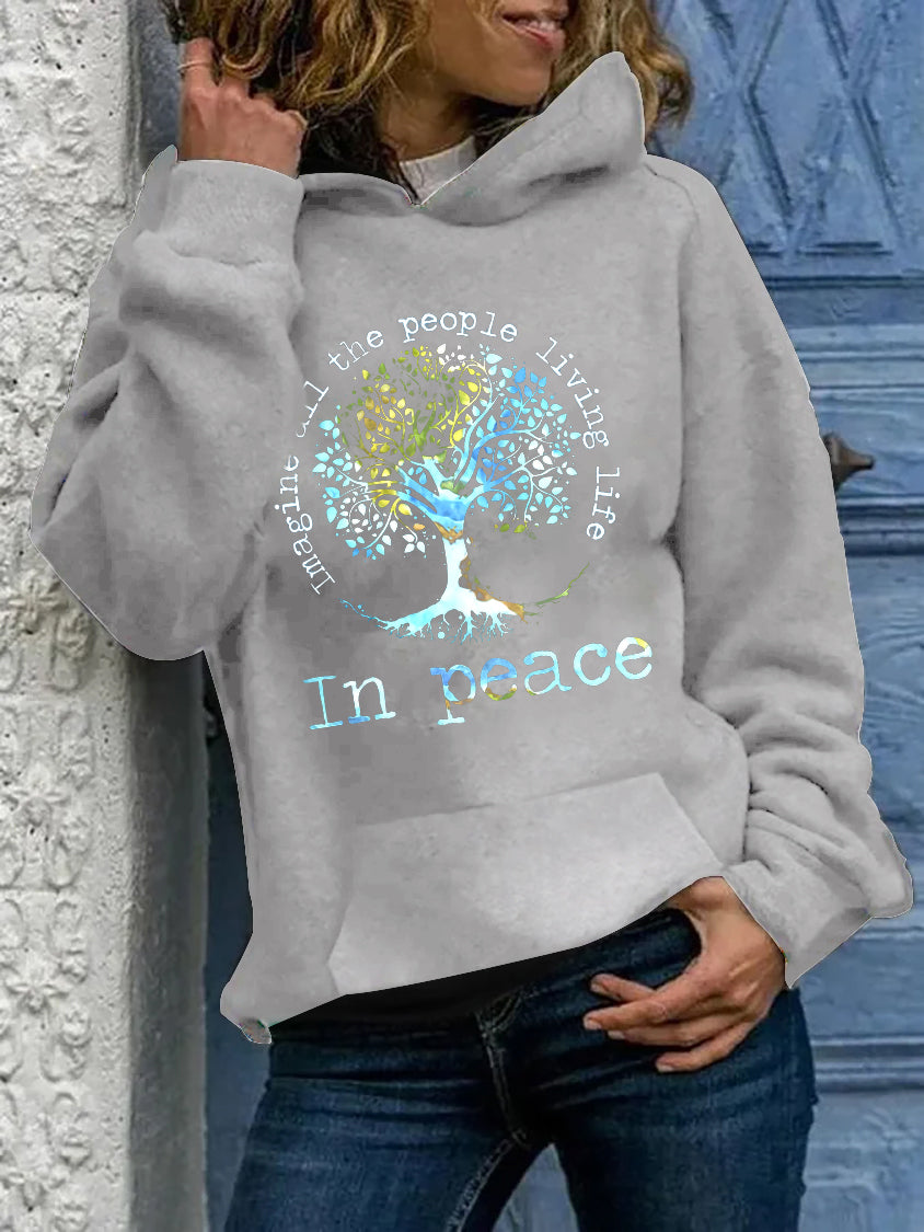 Imagine All The People Living Life In Peace Printed Women’s Hoodies