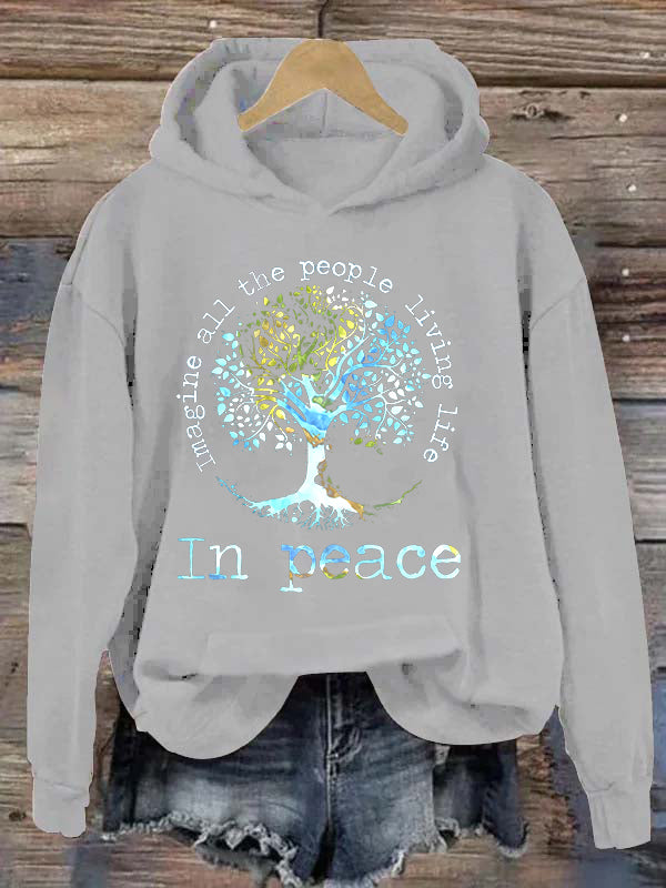 Imagine All The People Living Life In Peace Printed Women’s Hoodies