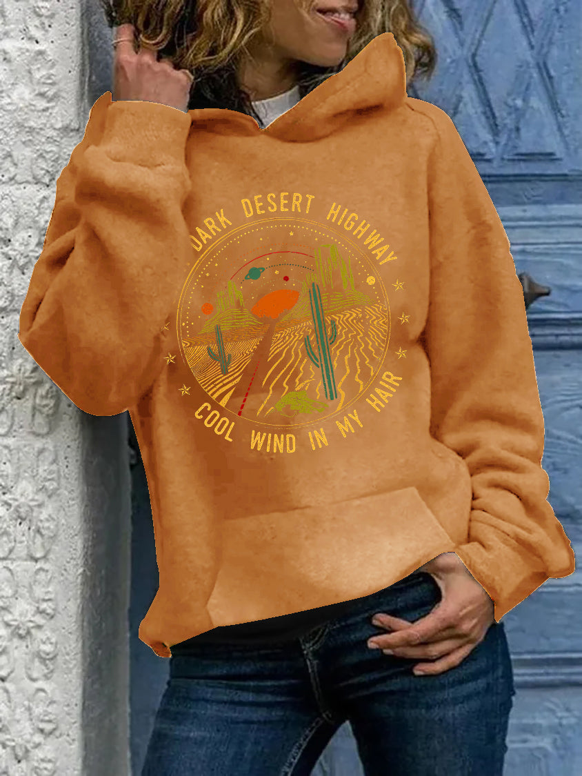 On A Dark Desert Highway Printed Women’s Hoodies