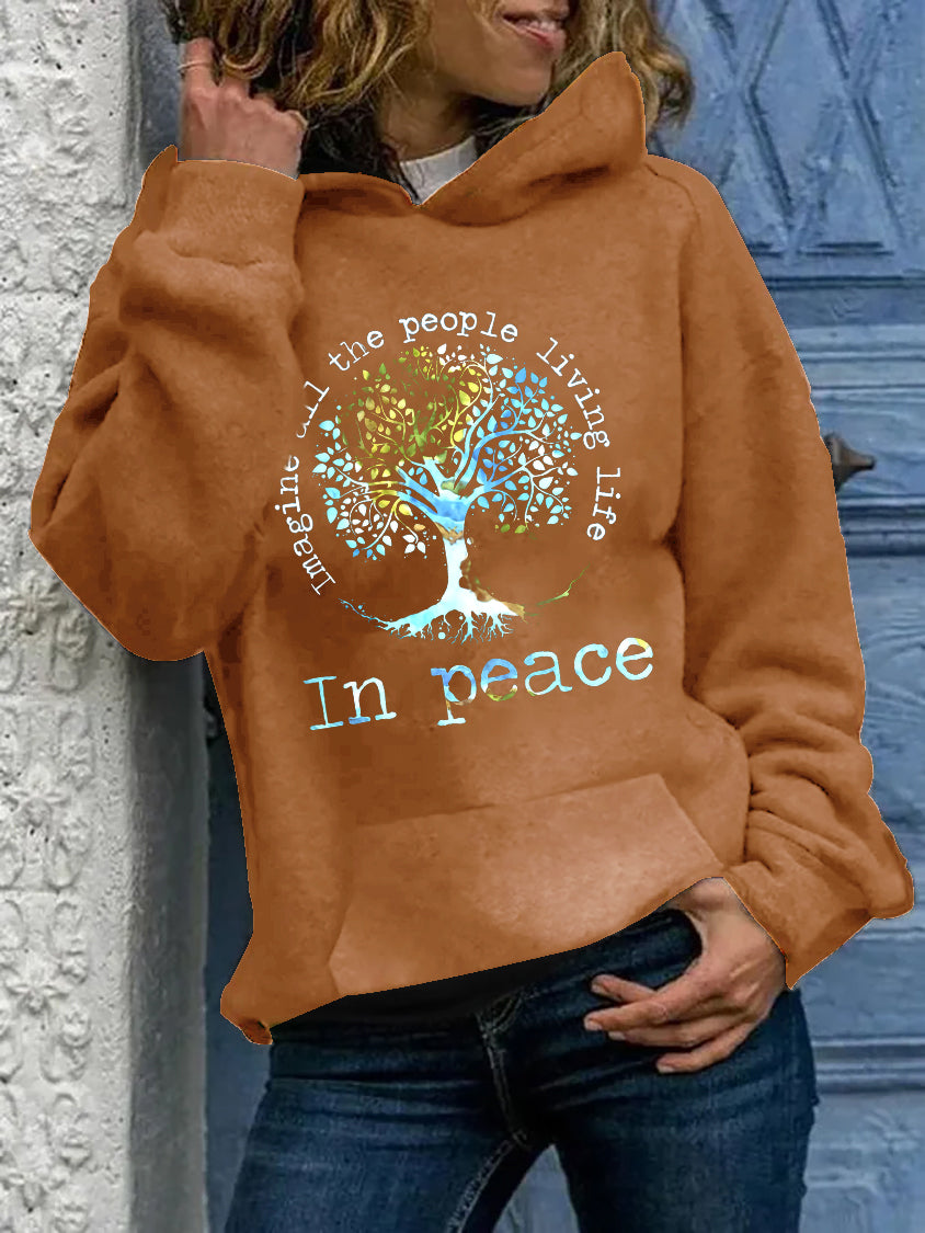 Imagine All The People Living Life In Peace Printed Women’s Hoodies