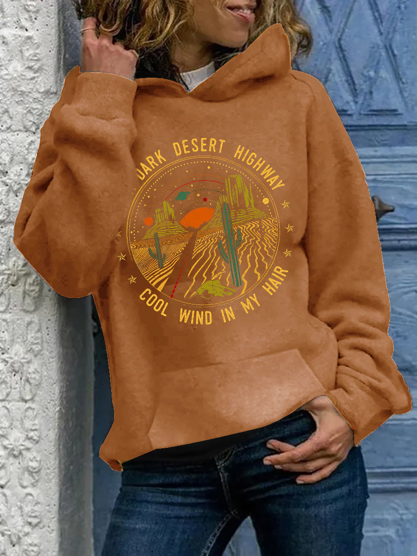 On A Dark Desert Highway Printed Women’s Hoodies
