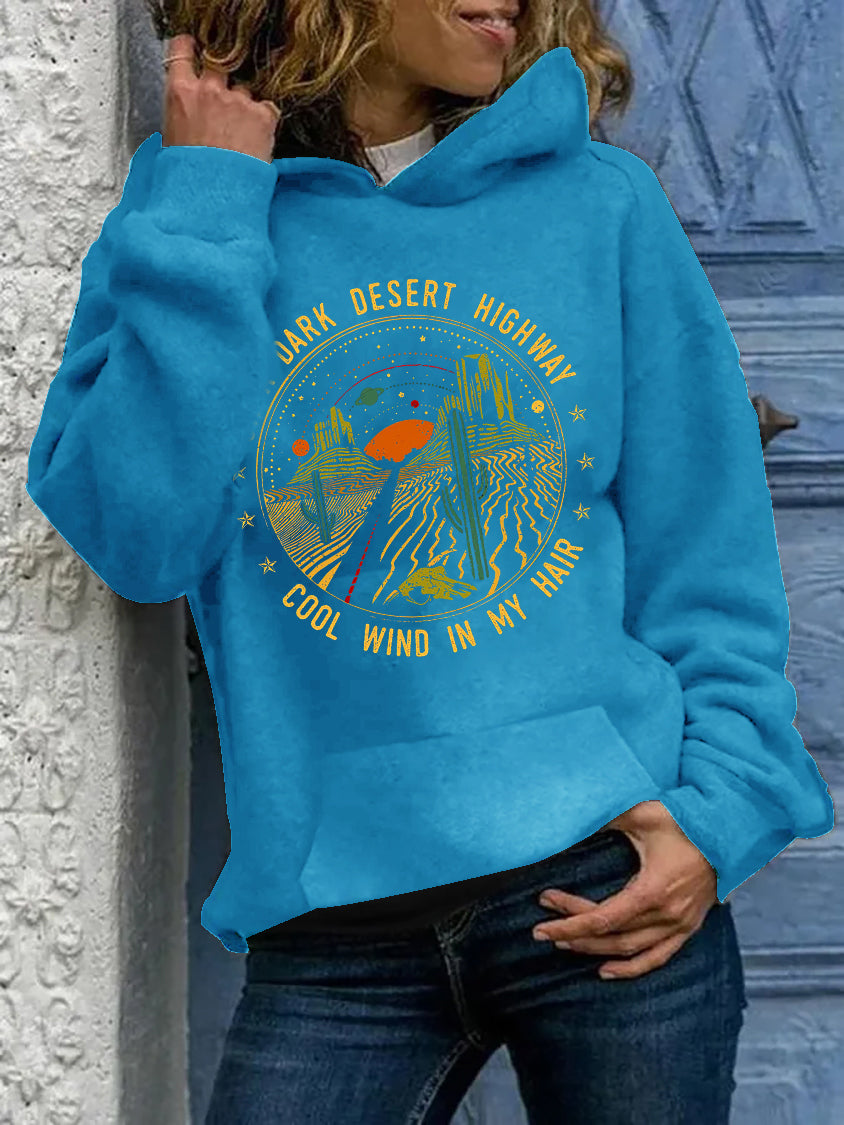 On A Dark Desert Highway Printed Women’s Hoodies
