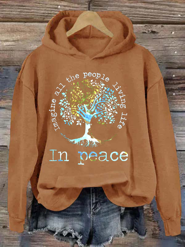 Imagine All The People Living Life In Peace Printed Women’s Hoodies