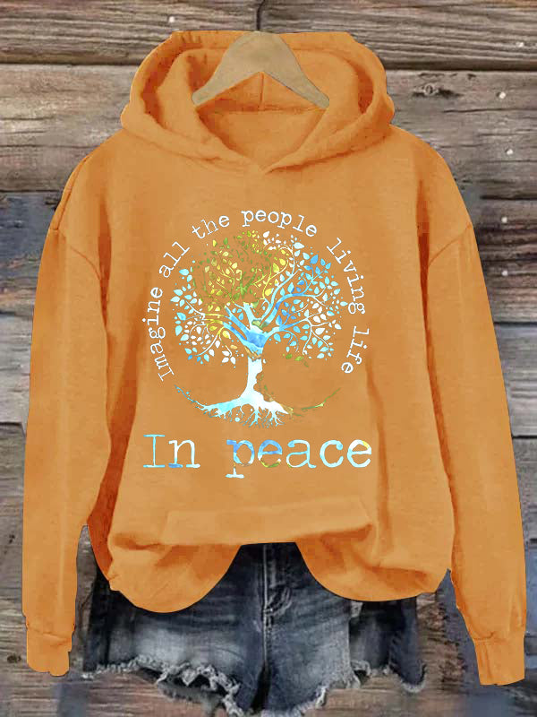 Imagine All The People Living Life In Peace Printed Women’s Hoodies