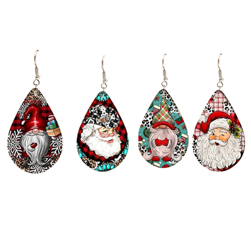 Christmas Collection Patterned Wooden Earrings