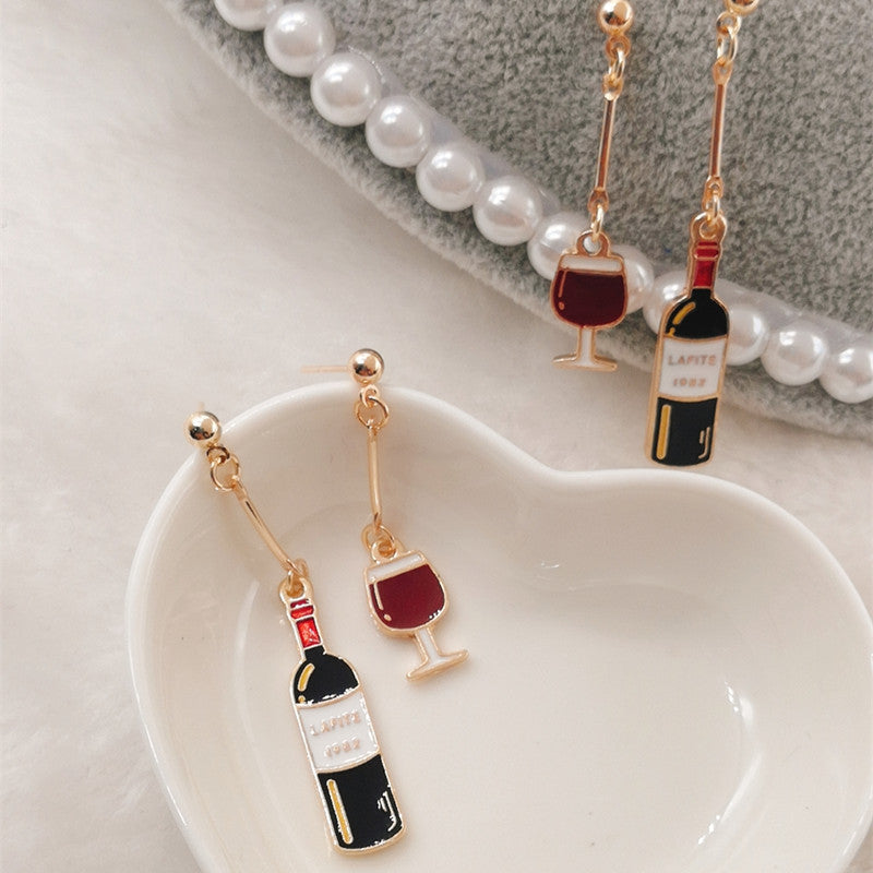 Enameled Wine Glasses Wine Lovers Earrings