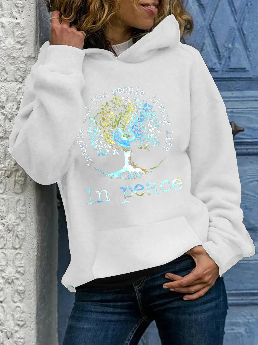 Imagine All The People Living Life In Peace Printed Women’s Hoodies