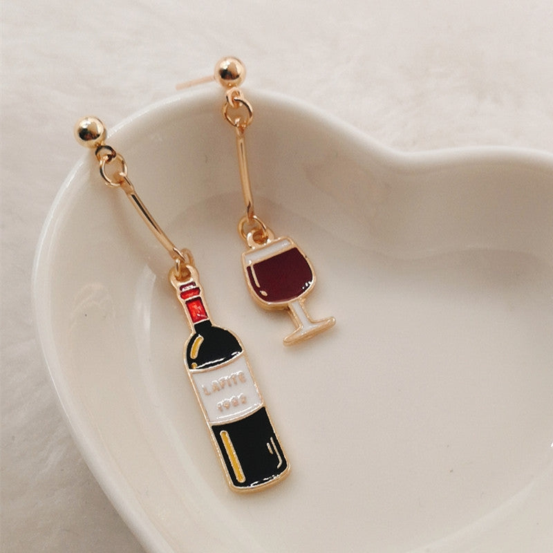 Enameled Wine Glasses Wine Lovers Earrings