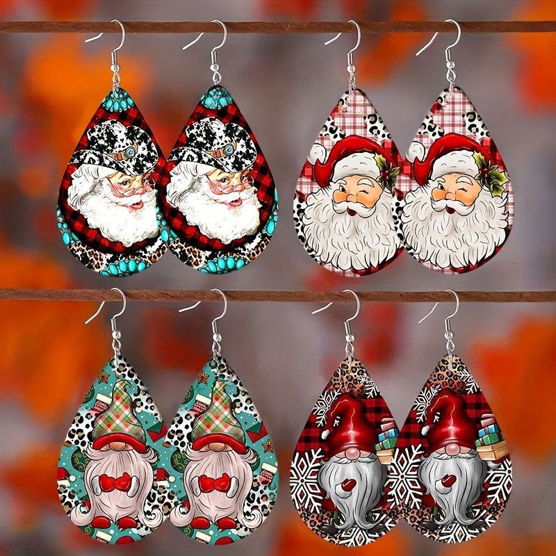 Christmas Collection Patterned Wooden Earrings