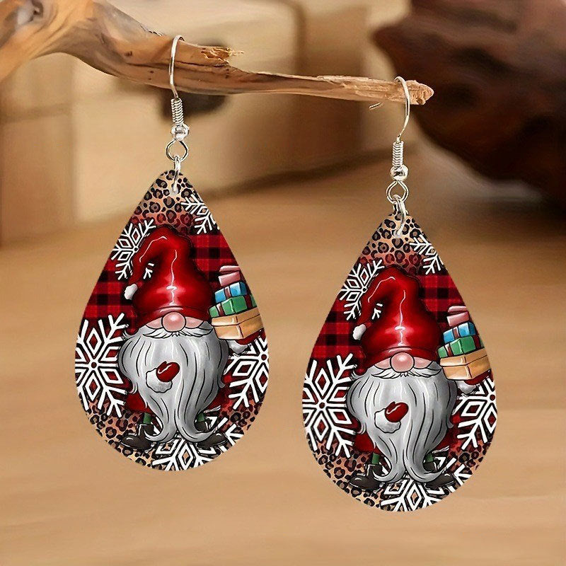 Christmas Collection Patterned Wooden Earrings
