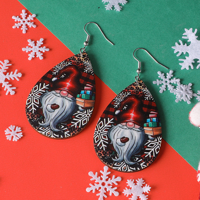 Christmas Collection Patterned Wooden Earrings