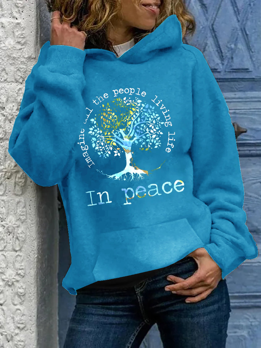Imagine All The People Living Life In Peace Printed Women’s Hoodies