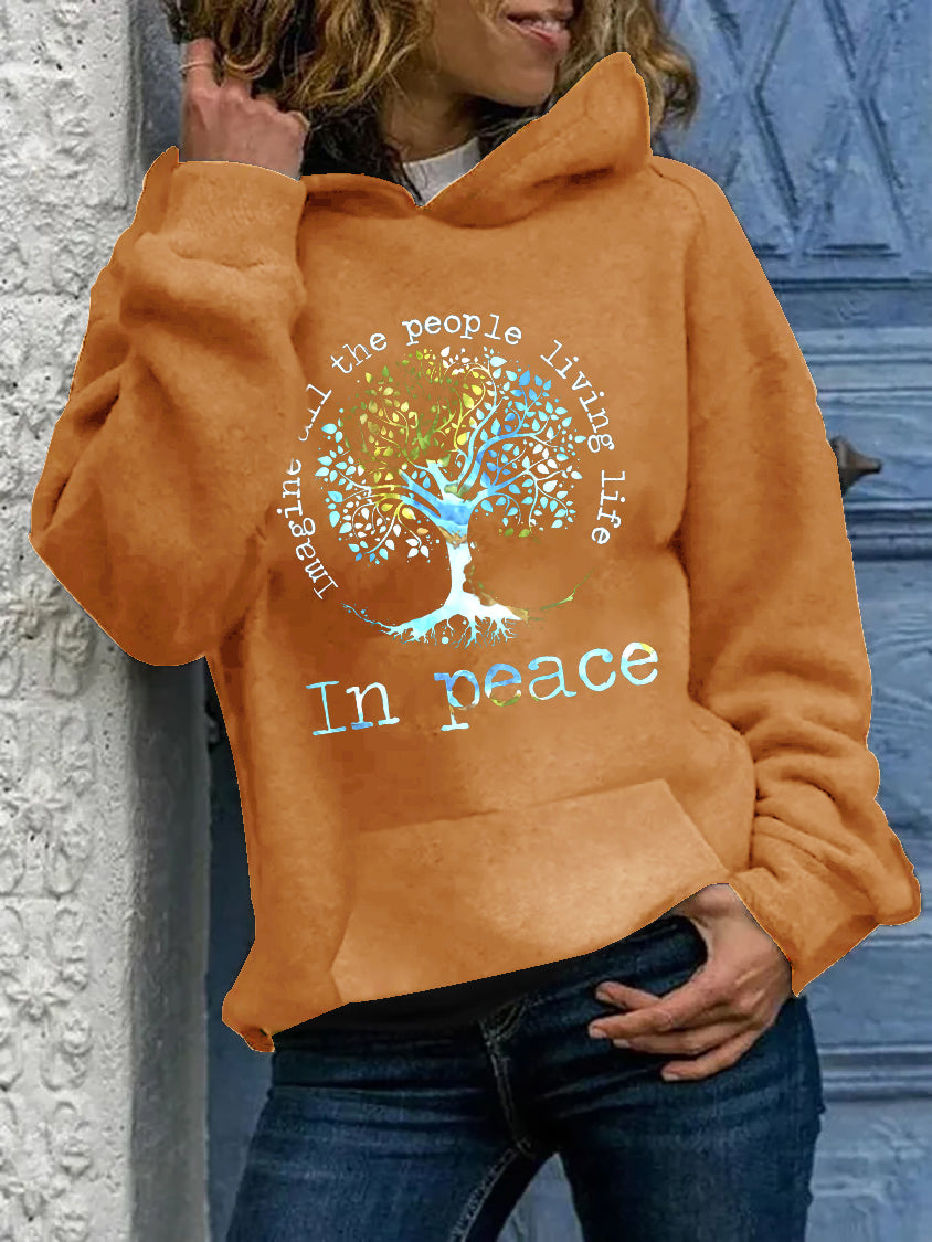 Imagine All The People Living Life In Peace Printed Women’s Hoodies