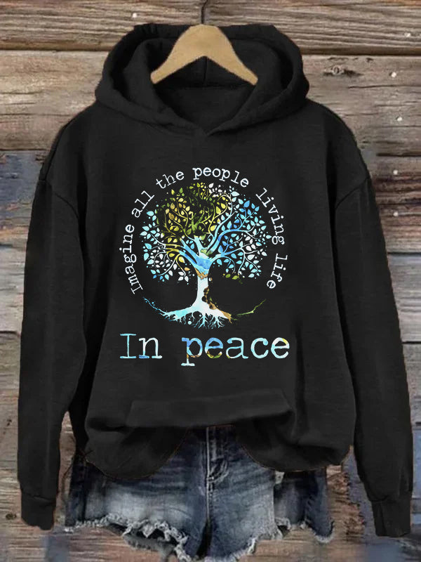 Imagine All The People Living Life In Peace Printed Women’s Hoodies
