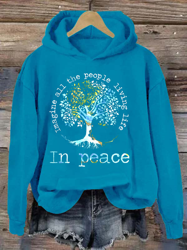 Imagine All The People Living Life In Peace Printed Women’s Hoodies