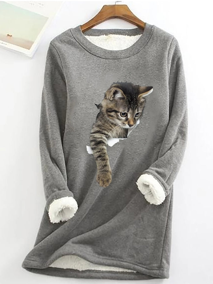 Grey kitten Printed Women's Thermal